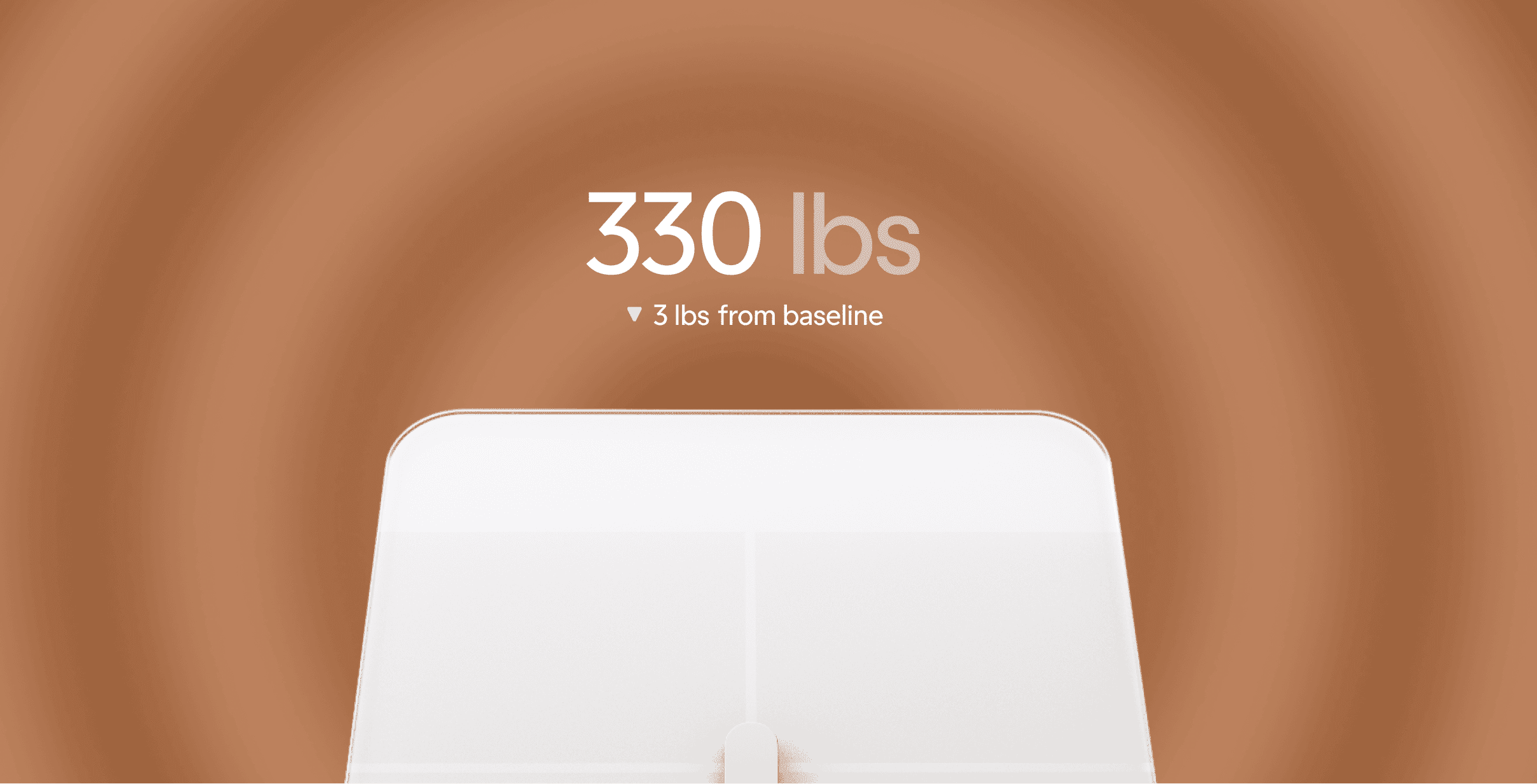 Feet on a smart scale showing weight progress