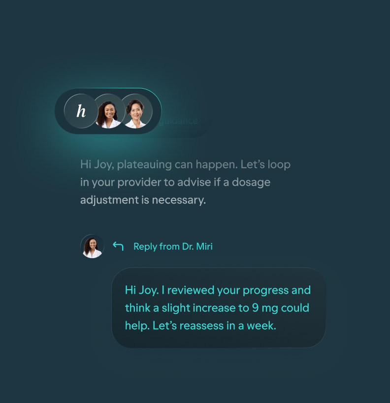 Hers app chat with a provider responding