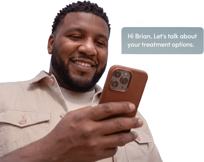 Man chatting with his provider on a phone