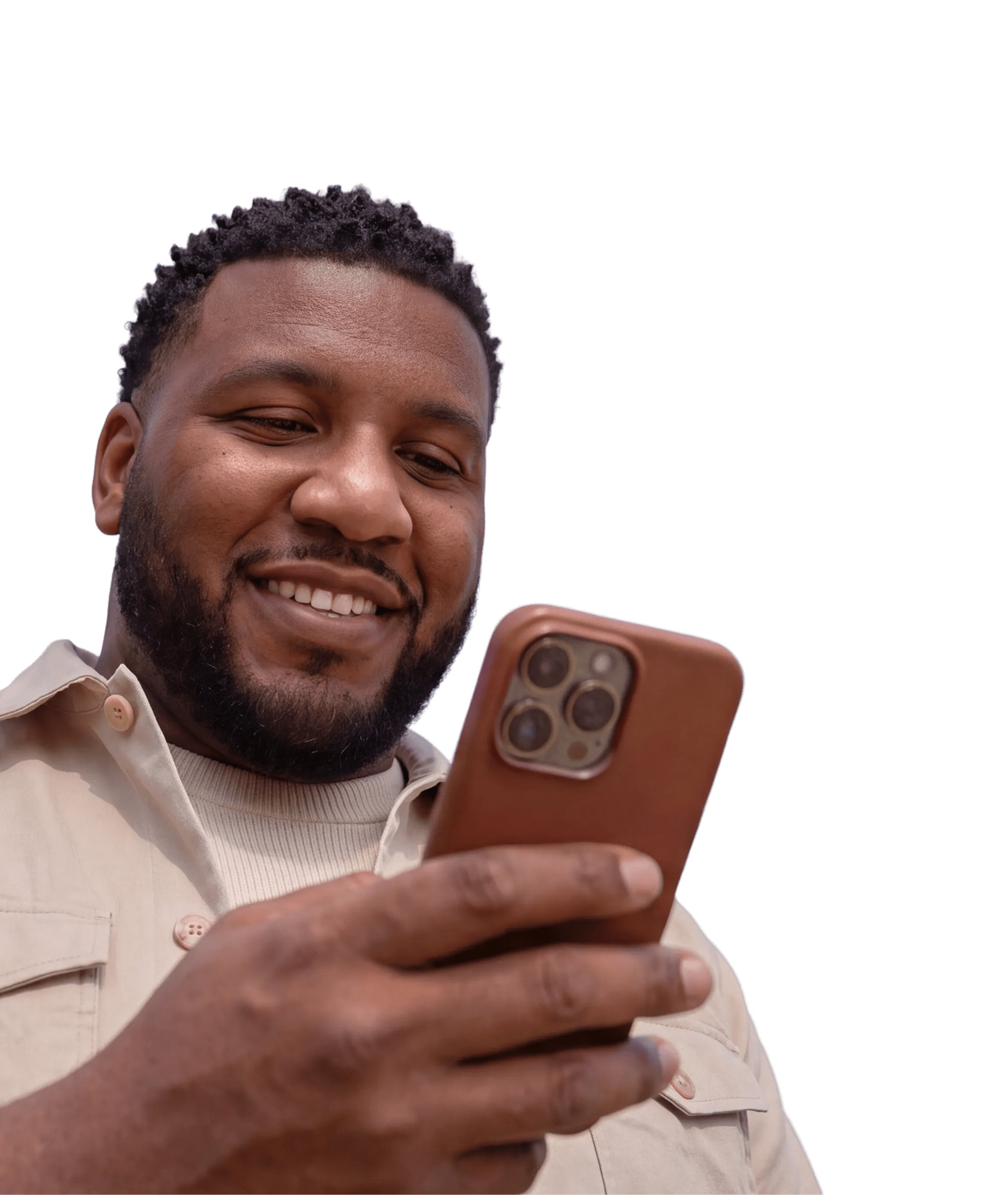 Man chatting with his provider on a phone