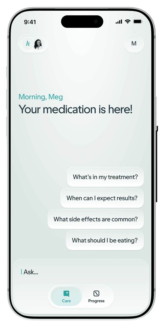 Hers app Care Team chat screen