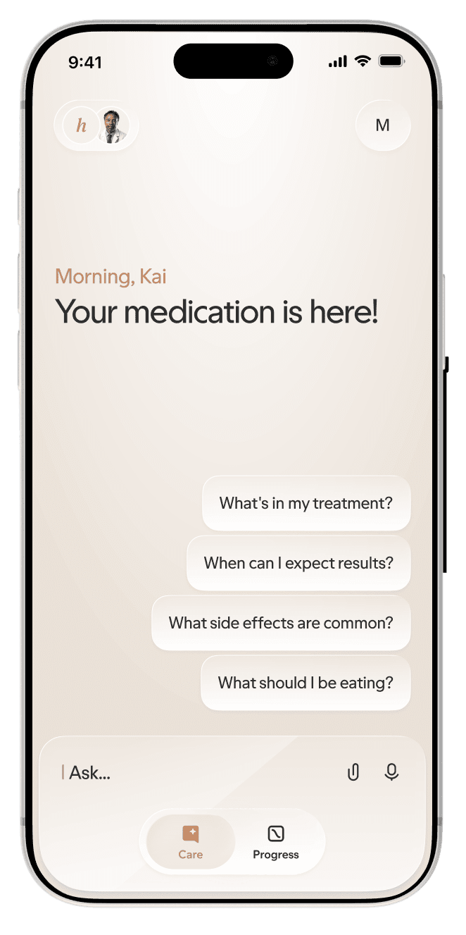 Hims app Care Team chat screen
