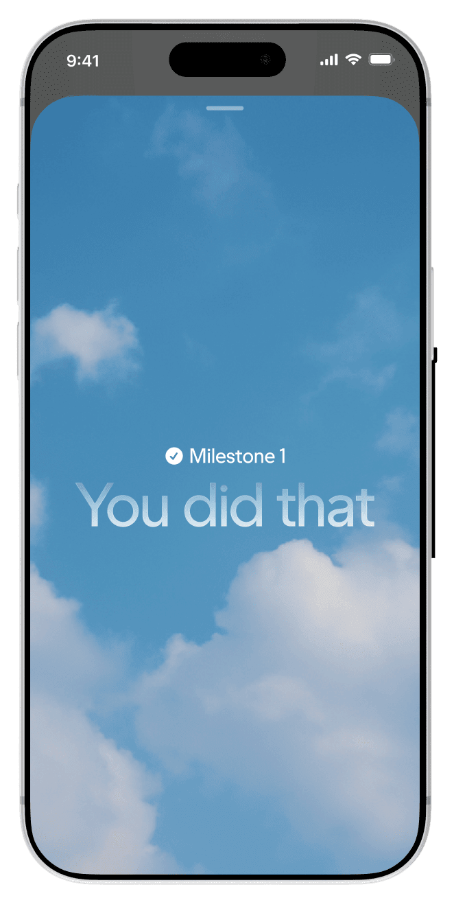 Hers app milestone celebration screen