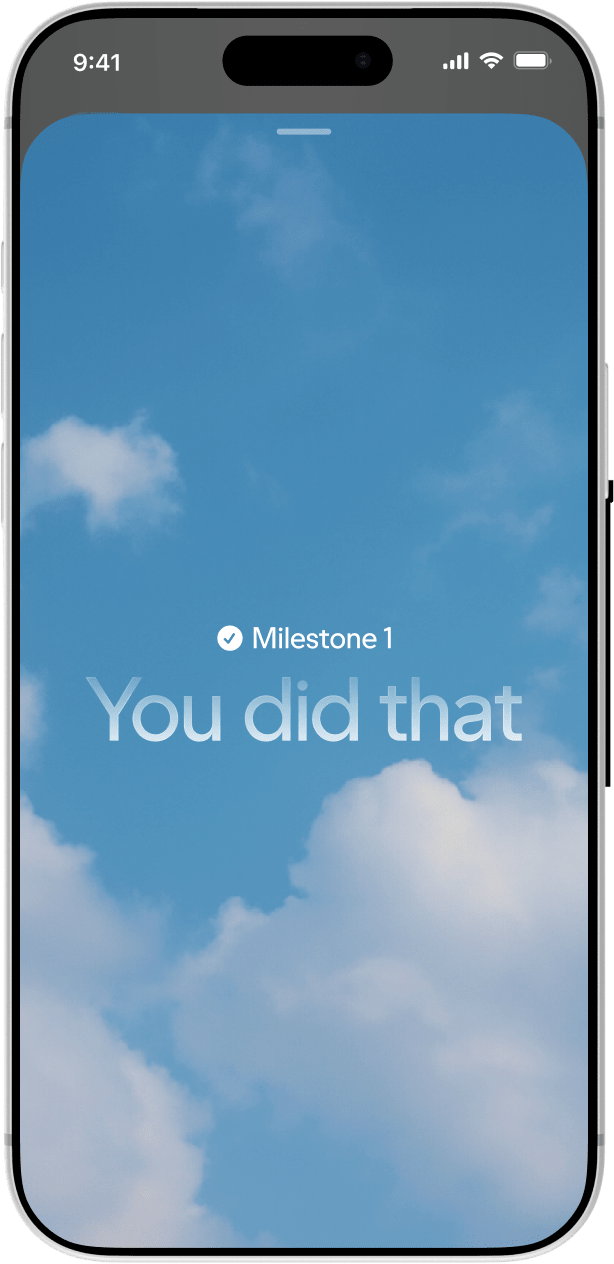 Hims app milestone celebration screen