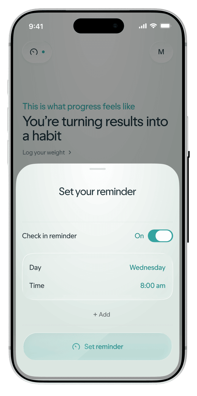 Hers app reminder settings screen