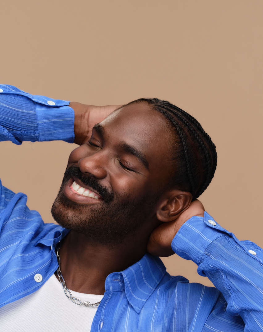 man holding his head